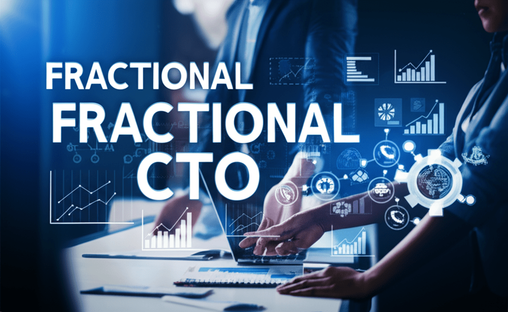 A diverse group of professionals collaborating in a modern office, symbolizing fractional CTO leadership and strategic technology guidance for startups and SMEs.